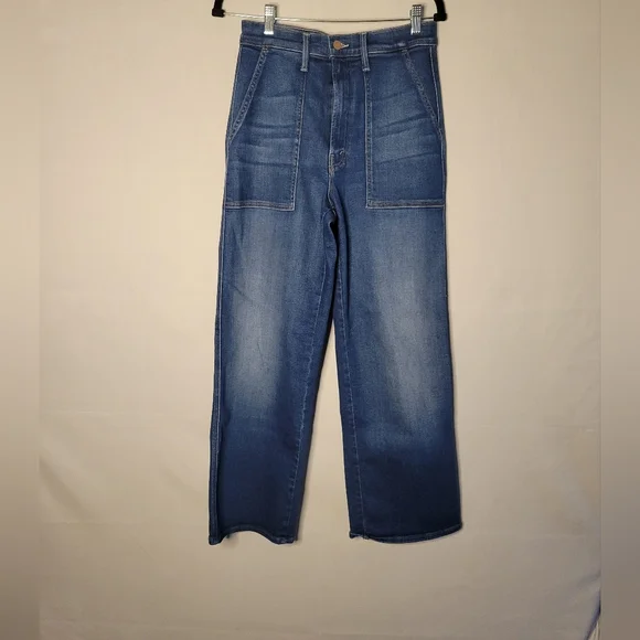 MOTHER Blue Flare Wide Leg Jeans Nip It In The Bud - Picture 6 of 11